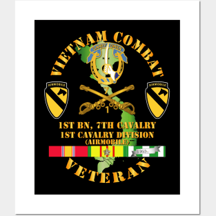 Vietnam Combat Cavalry Veteran w 1st Bn 7th Cav DUI - 1st Cav Div Posters and Art